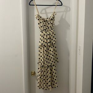 Cream and Velvet Black Polka Dot Maxi Dress